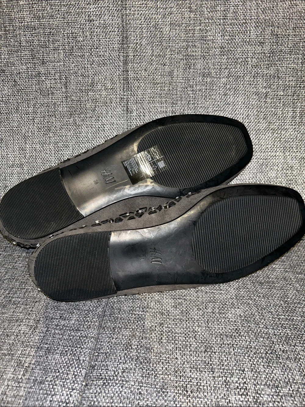 H&M Women's Charcoal Gray Laser-Cut Ballet Flats